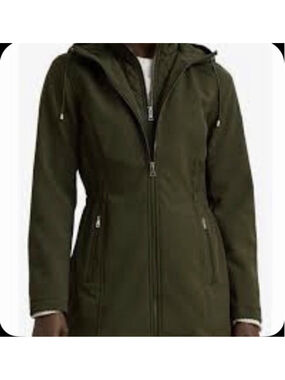 New Lauren Ralph Lauren Hooded Soft-Shell Jacket with Interior Quilted Bib Sz XL